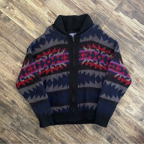 Vintage 1990s Pendleton Colorful Cardigan Zip Up Sweater